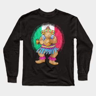 Mexican Bigfoot Playing Guitar Long Sleeve T-Shirt